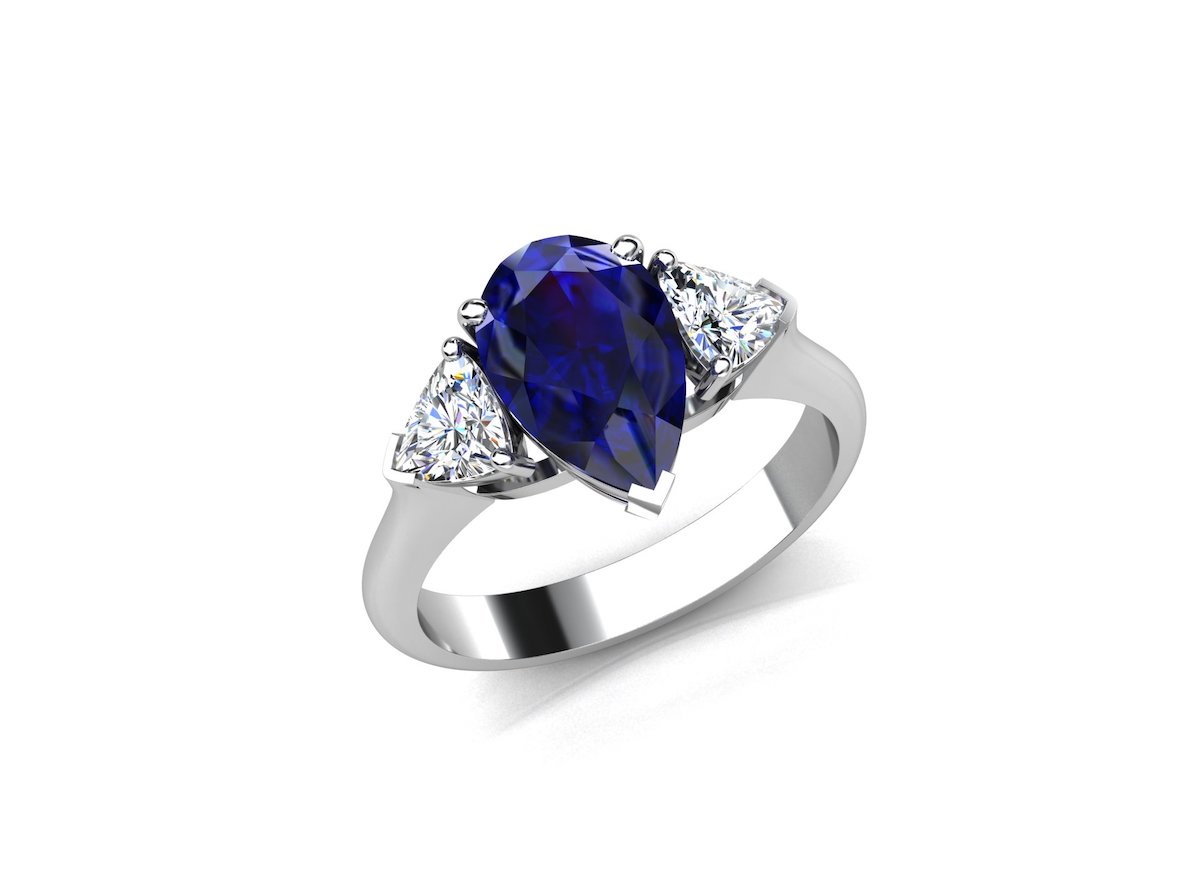 Gold Ring with a Lab-Grown Blue Diamond vc 5008