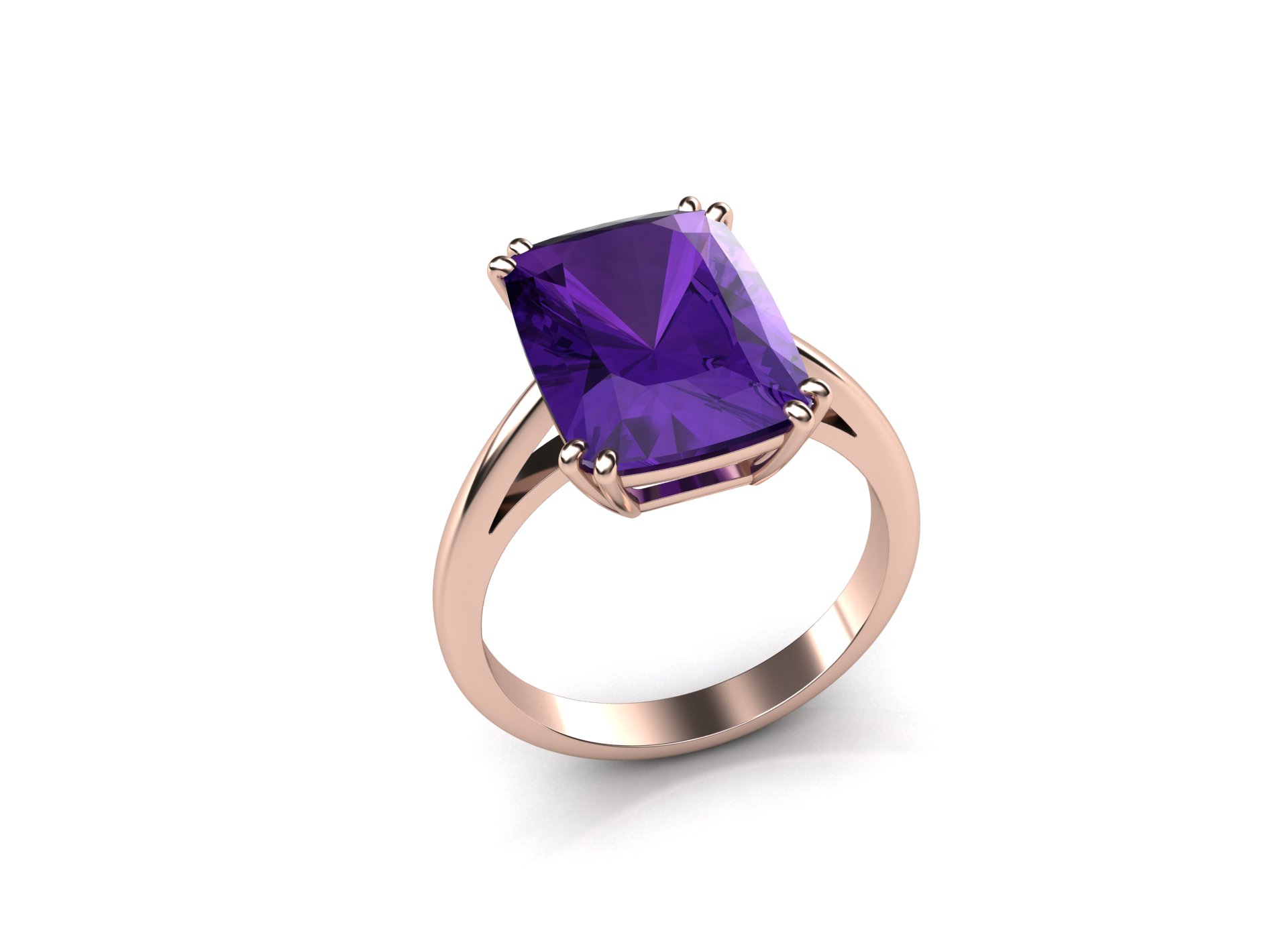 Gold ring with a large amethyst vc1004
