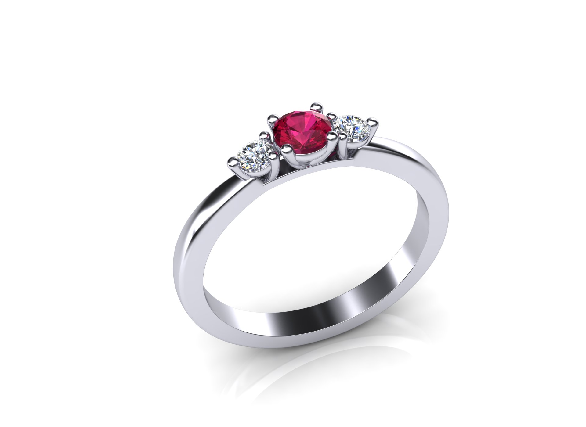 Designer ring with a red center stone and white side stones vc1005