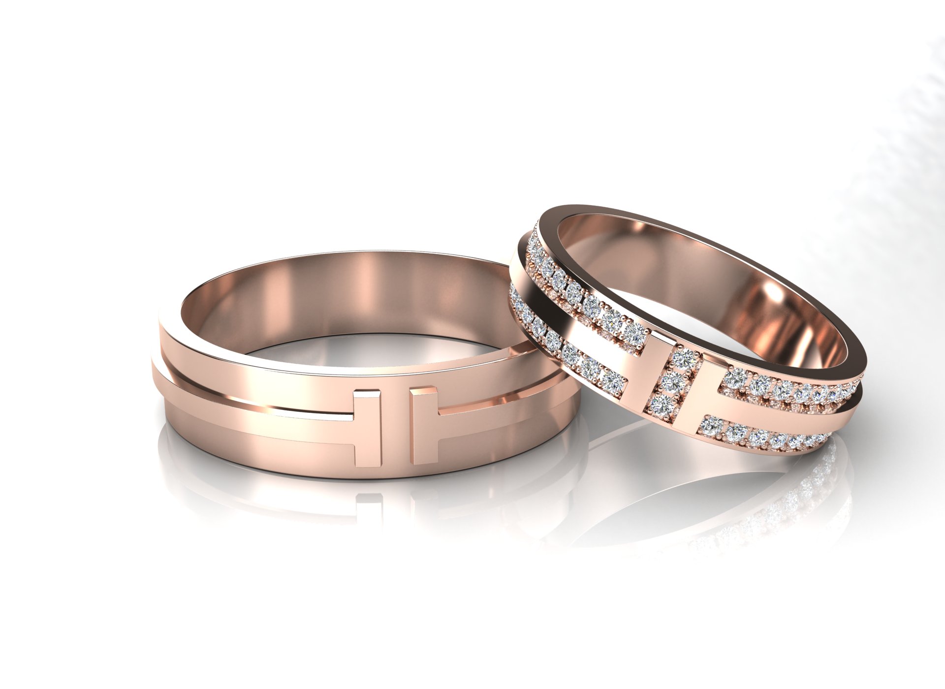 Gold Wedding Rings in Tiffany Style vc3006
